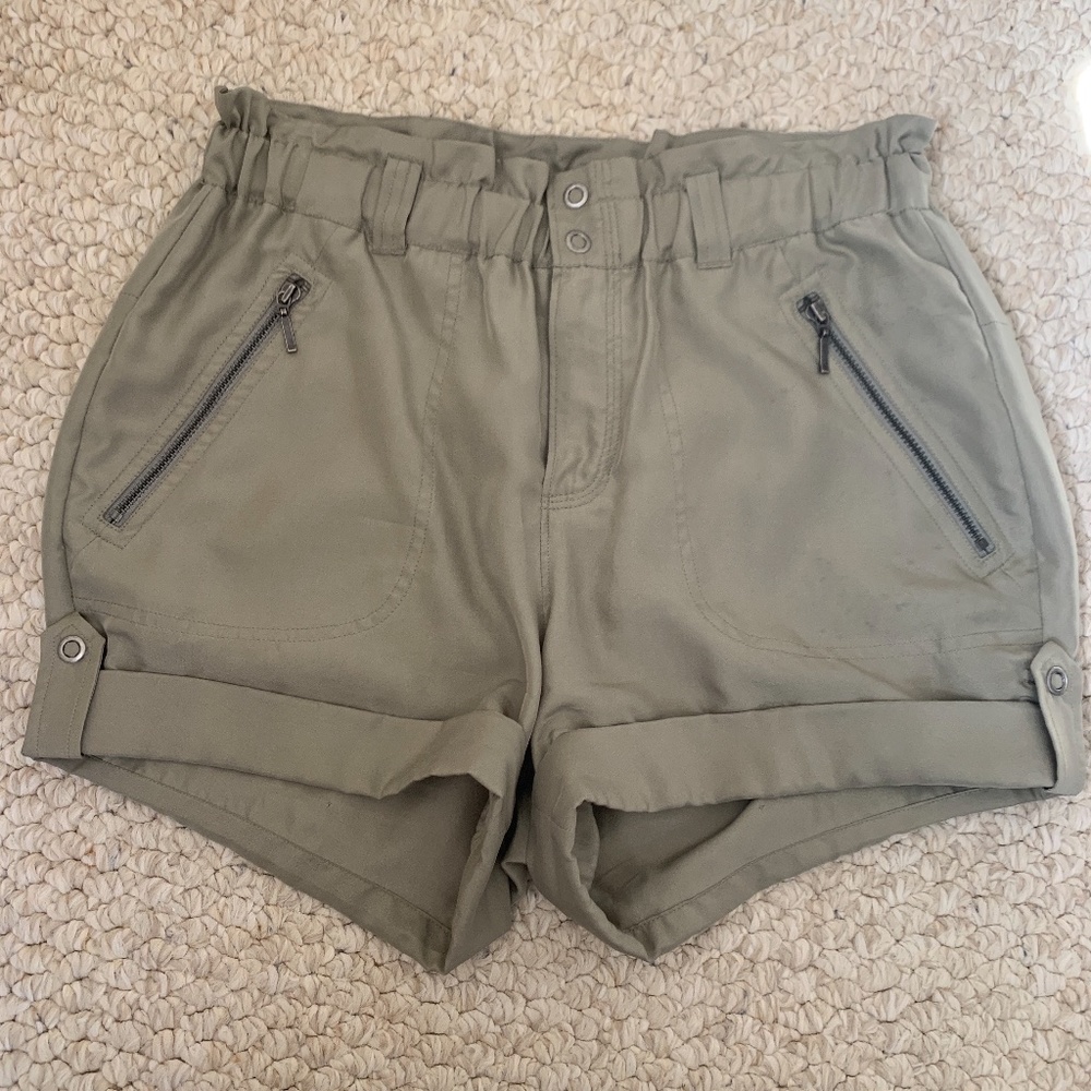 7 For All Mankind Green Silk Shorts